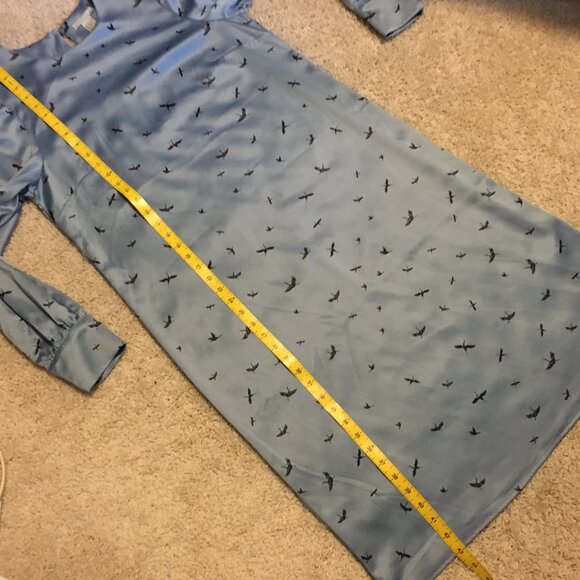 H&M Retro 70s Crane Silky Button Sleeve Belted Midi Dress - Picture 15 of 16